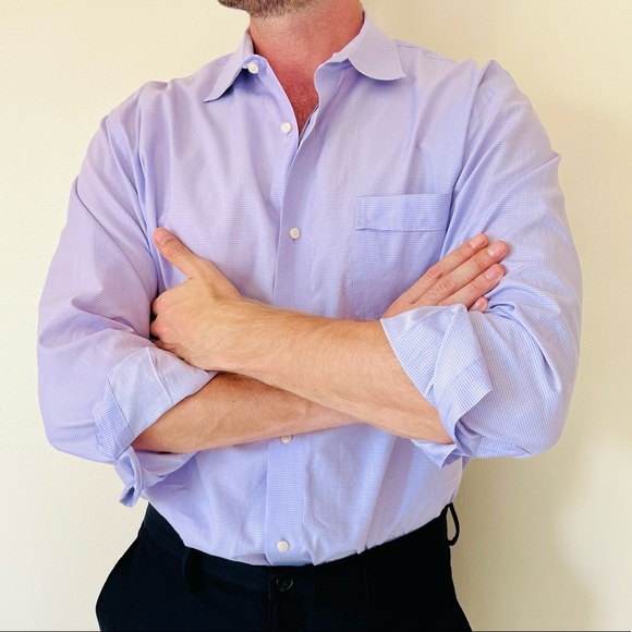 ROBERT BARAKETT classic plaid pastel long sleeve button down shirt 100% cotton - Picture 3 of 9